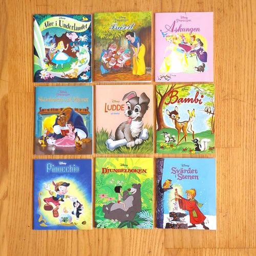 9 st små Disney-böcker typ Pixi Djungelboken Skönheten och Odjuret m fl