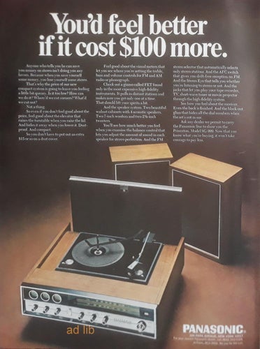 PANASONIC STEREO HIFI, TIDNINGSANNONS 1970