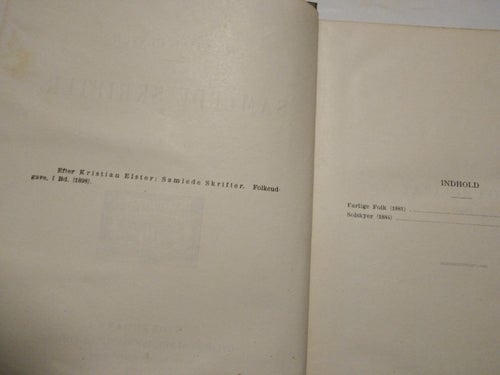 Samlede Skrifter - Kristian Elster. bok, inbunden. 1903. danska. Fine