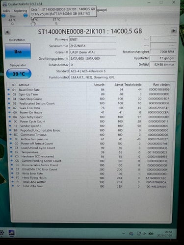 2 st Seagate IronWolf Pro 14TB NAS Hårddisk