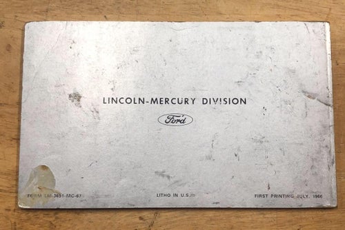 1967 Mercury Registered Owner´s Manual