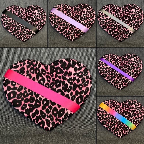 Märkestavla för simmärken/smycken Rosa Leopard/svart mellan