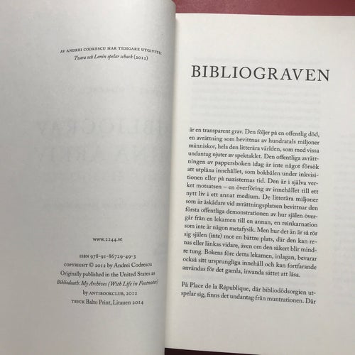 BIBLIOGRAV (med livet i fotnoter) Andreai Codrescu 2014