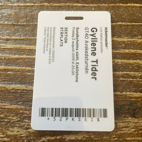 Biljett Gyllene Tiders avskedsturné 2019.