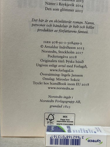 Det Tyska Huset av Arnaldur Indridason, bok, Fine