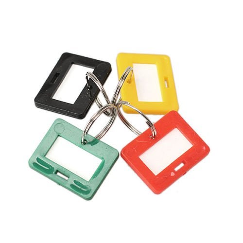Nyckelring med namnbricka [Rektangel] - Blandade - 4-pack