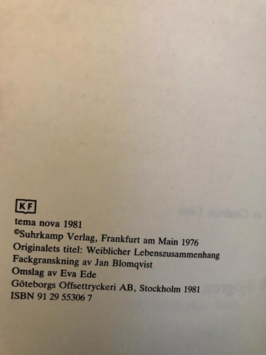 KVINNORS LIVSSAMMANHANG Ulrike Prokop 1981