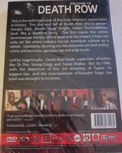 Welcome to death row - The definitive history - Snoop Dogg/Tupac Shakur - DVD