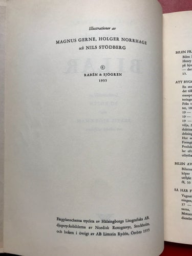 RABÉN & SJÖGRENS STORA BOKEN OM BILAR Bo Rosén Bertil Björkman 1955
