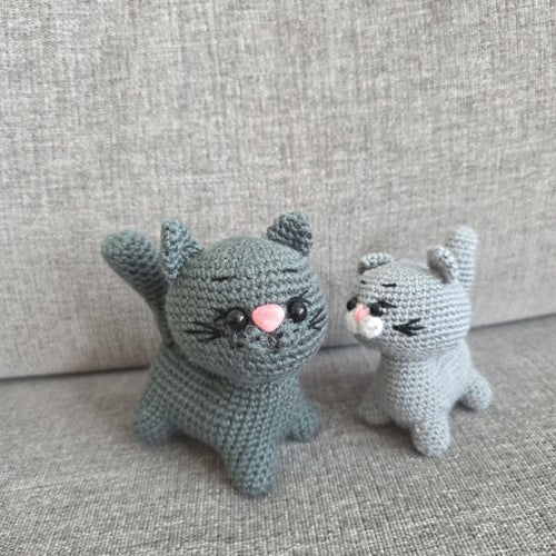 Virkade katter, 2 st Mamma och kattunga