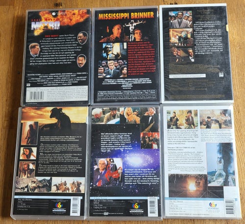 6 st VHS Hyrfilmer - Metro, Gudfadern III, Supercop m.fl. - Original Hyrfilm