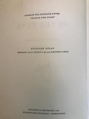 PETER PLYS Fortælling om en liten bjørn A.A. Milne 1965