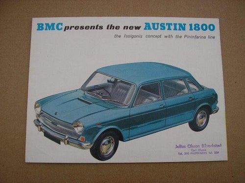 Försäljningsbroschyr BMC pressenterar Austin 1800