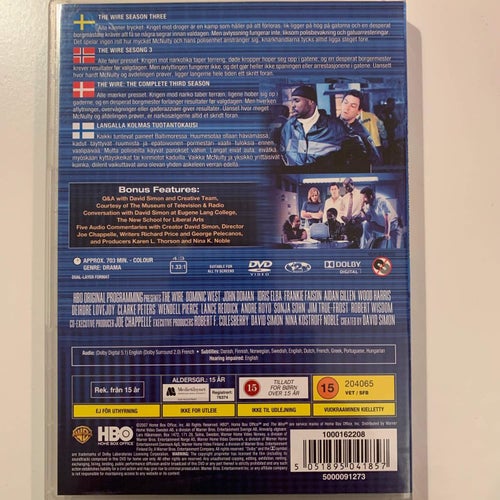 THE WIRE. COMPLETE THIRD SEAON. SÄSONG 3. TV / DRAMA 5-DVD BOX