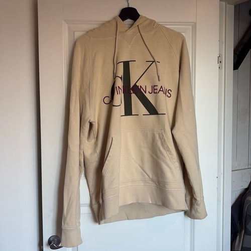 Calvin Klein Jeans beige hoodie, storlek L