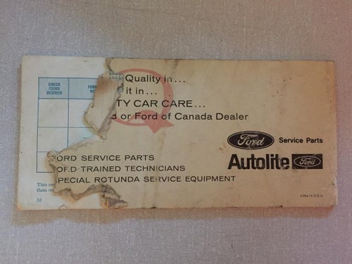 1968 Ford Fairlane Registered Owner's Manual