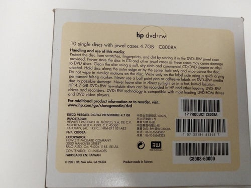 HP DVD-R 4.7GB. 10 single discs with jewel case. 10 st CD med jewel case