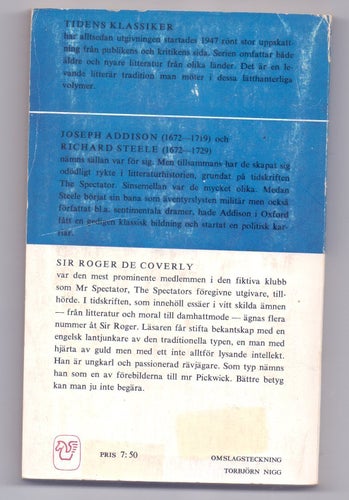 Joseph Addison Richard Steele; Sir Roger de Coverly - Tidens engelska klassiker