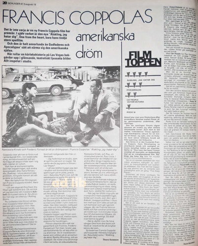 FRANCIS COPPOLA, FILMTOPPEN, PRESSKLIPP 1982