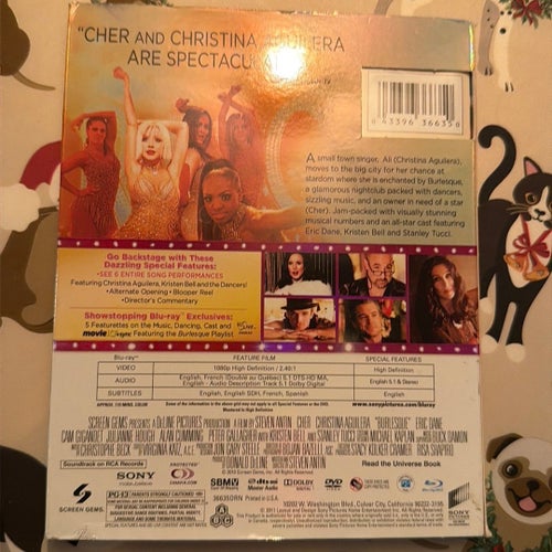 Burlesque Blu-ray + DVD Combo Pack med Cher och Christina Aguilera