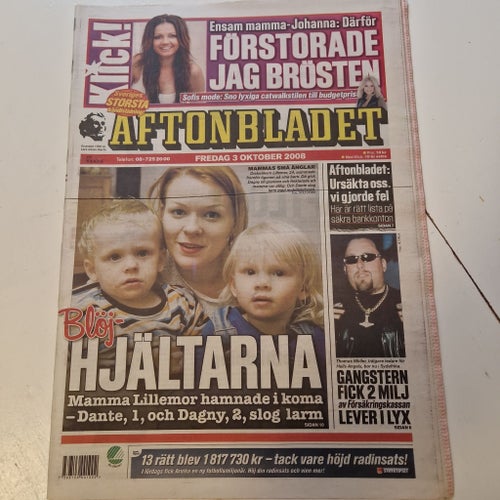 Aftonbladet tidning från 2008