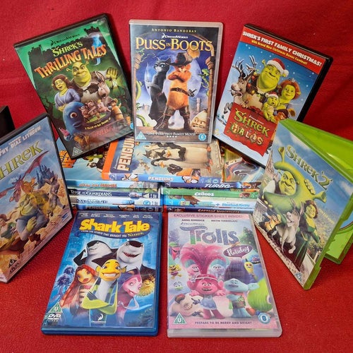 LAGERRENSNING - PUSS IN BOOTS / SHREK 1 & 2 mfl PAKET [OLIKA SKICK] DVD