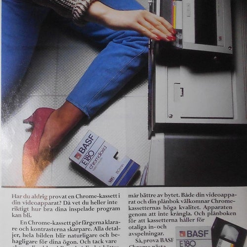 BASF CHROME VIDEO-KASSETT, TIDNINGSANNONS REKLAM Från 1983