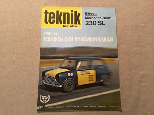 TEKNIK FÖR ALLA NR 16 1965 MERCEDES BENZ 230 SL,RYSK FLYG,AQUA CABIN BÅT,KOLVAR