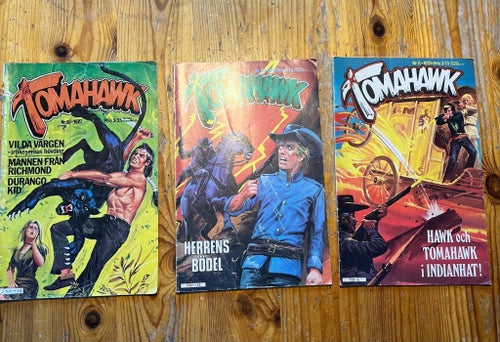 Serietidningar - Helan & Halvan, Tomahawk, Hacke Hackspett m.fl.