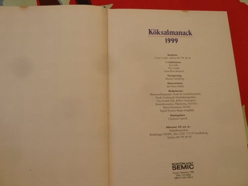 KÖKSALMANACK 1999, RESTRÄTTER, BOK, VARDAGSMAT, VECKOMATSEDLAR