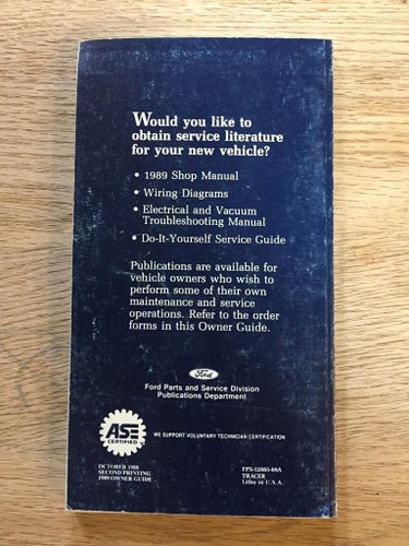 1989 Mercury Tracer Owner Guide