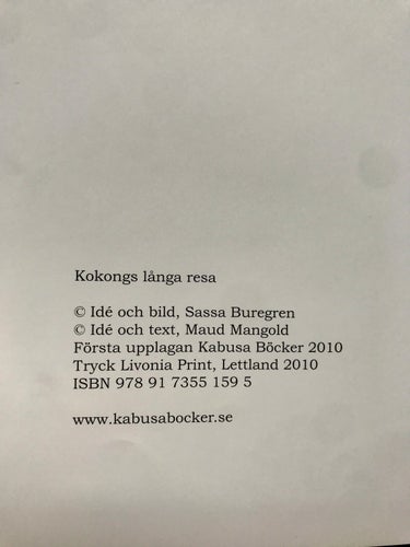 KOKONGS LÅNGA RESA Sassa Buregren Maud Mangold 2010