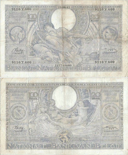 1942 (23 June), 100 Francs - Belgium | P-107a.26