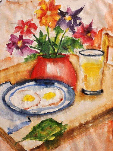 Breakfast on the table Watercolor by Christina Svensson
