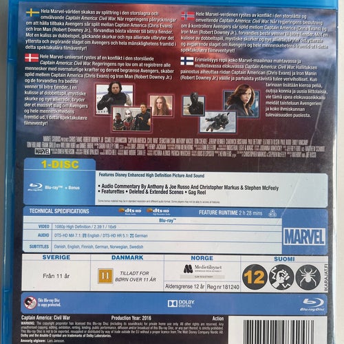 Captain America: Civil War Blu-ray