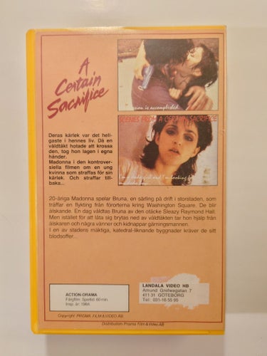 A Certain Sacrifice (VHS) - Filmen Madonna ville stoppa! - Hyrkasett - Fri frakt