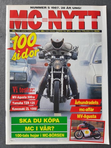 MC-Nytt nr 5 1987: Yamaha TZR 125, Kawasaki ZL 1000, MV Agusta 500 Racer