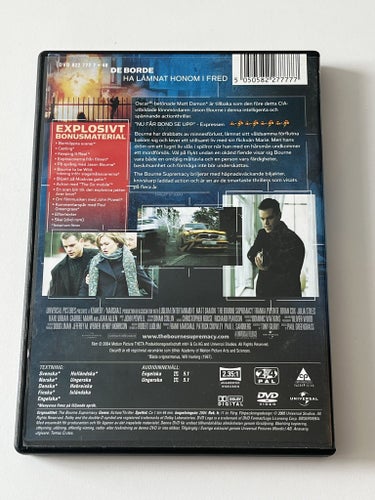 The Bourne supremacy (Matt Damon, 2004). Beg. DVD