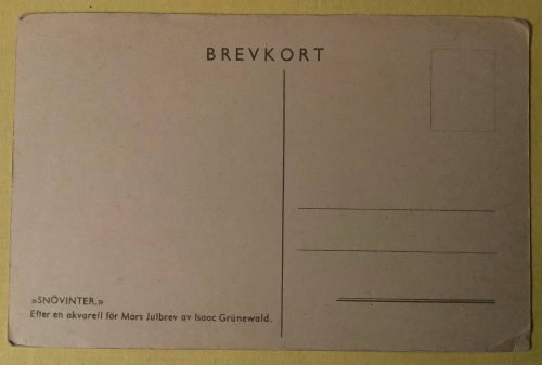 BREVKORT SNÖVINTER Mors Julbrev Isaac Grunewald oskrivet