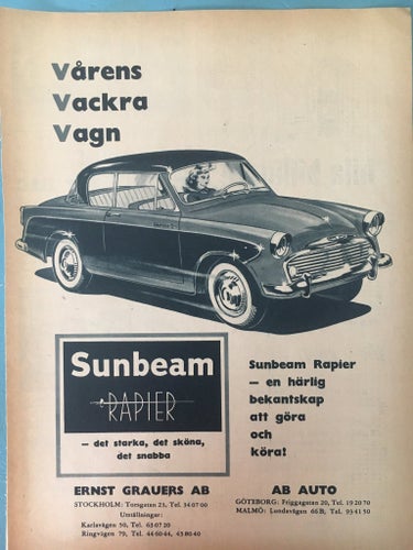 Sunbeam Rapier 1956 Annons