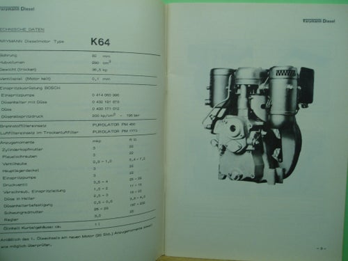 Farymann Diesel K64...instruktionsbok och reservdelsförteckning.
