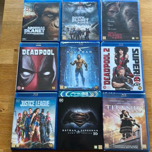 Stort Filmpaket 9x Blu-ray – Action, Sci-Fi & Drama (Inkl. Plastade filmer)