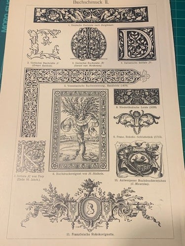 Träsnitt ”Vackra dekorationer i böcker” från 1905