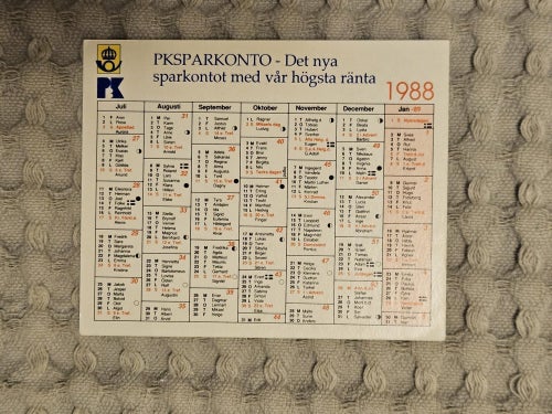 PK-banken. Almanacka från 1988.