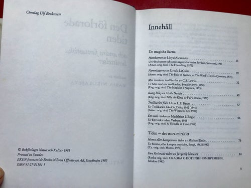 DEN FÖRLORADE TIDEN Maria Nikolajeva 1985