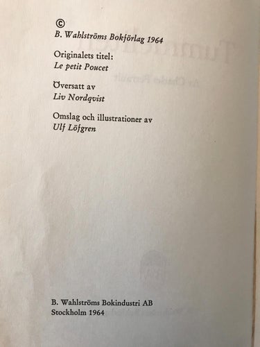 TUMMELITEN Ch. Perrault illustrerad av Ulf Löfgren 1964