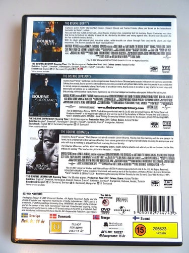 Bourne Identity, Supremacy, Ultimatum - 3 filmer DVD. NYSKICK.