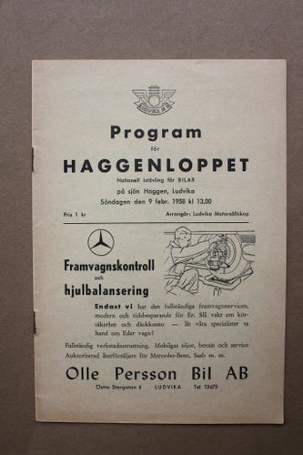 Program för Haggenloppet 1958