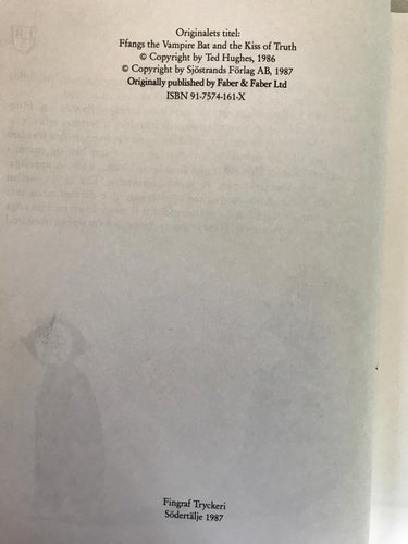HUGGO VAMPYRPOJKEN OCH SANNINGENS KYSS Ted Hughes Chris Riddel 1987