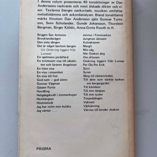 Dan Anderssons vackraste visor (inbunden) bok